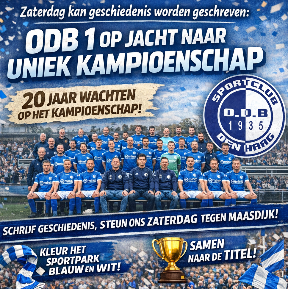Zaterdag kan geschiedenis worden geschreven: ODB 1 op jacht naar uniek kampioenschap