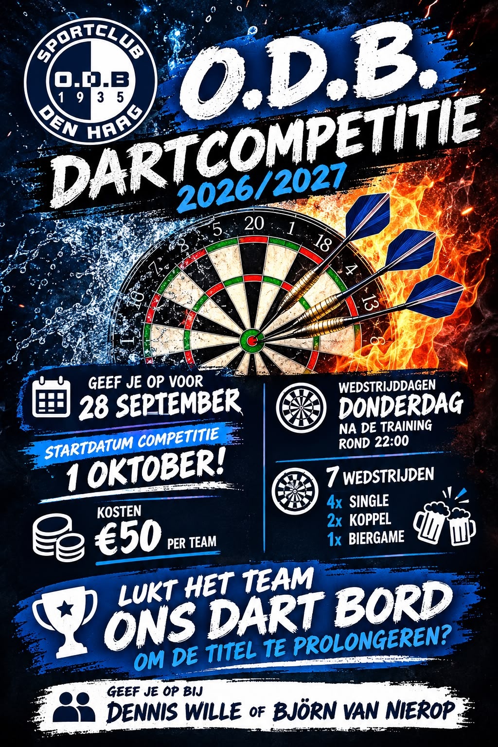 🎯 ODB Dartcompetitie 2026/2027 gaat weer van start!